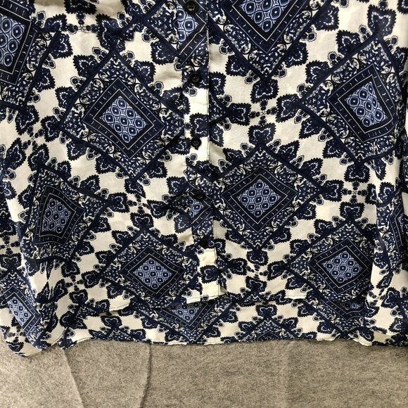 Sans Souci Oversized Chiffon Overshirt Womens XS Button Down High Low Paisley - Picture 4 of 8